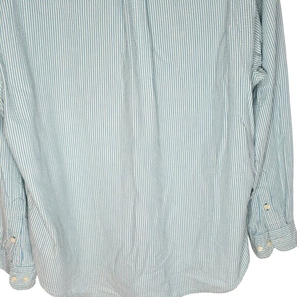 Vintage Tommy Hilfiger Shirt Mens Large Seersucker Button Down Crest Blue Stripe - Picture 9 of 13